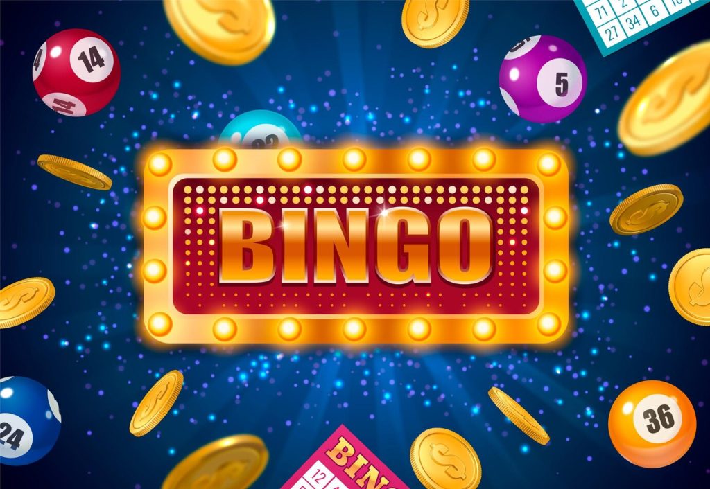 Bingo Lottery Winner Poster Realistic Style With Balls Coins Sparkling Blue Background Vector Illustration 1284 83632